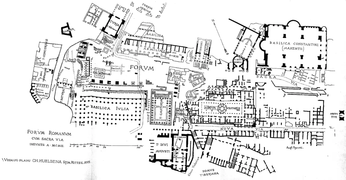 Реконструированный план римского форума. 1902 год