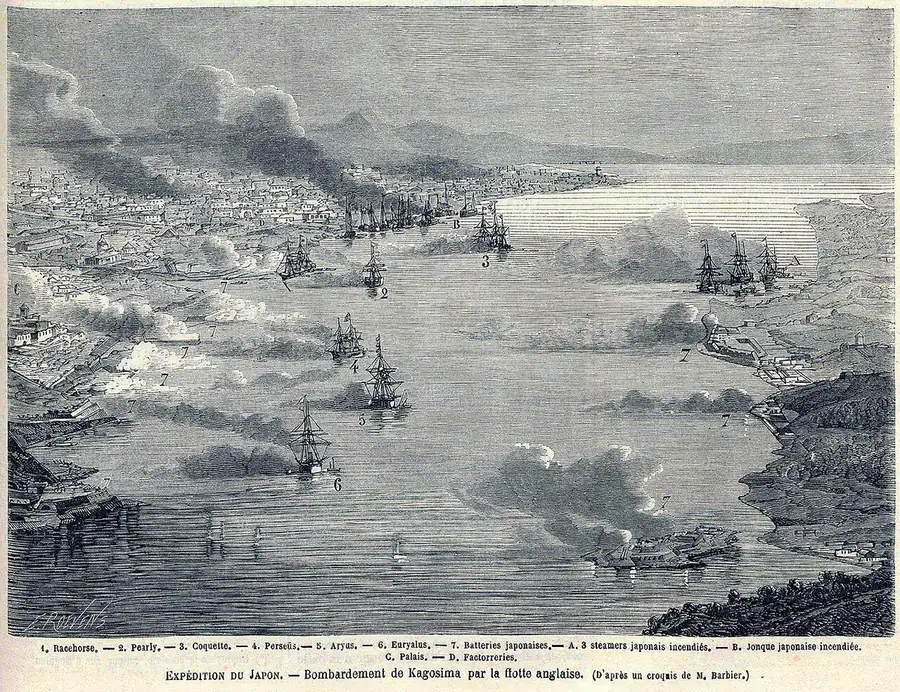 Бомбардировка Кагосимы (Le Monde illustré, 1863)