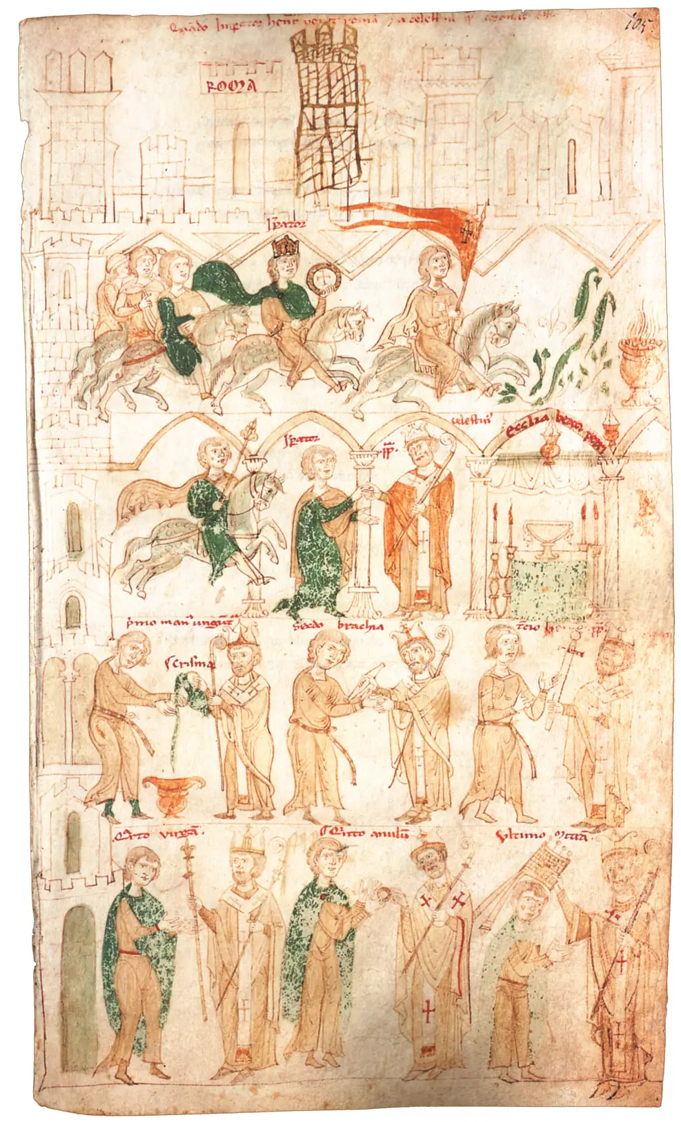 Коронация императора Генриха VI папой Целестином III. Пётр Эболийский, 1196 год