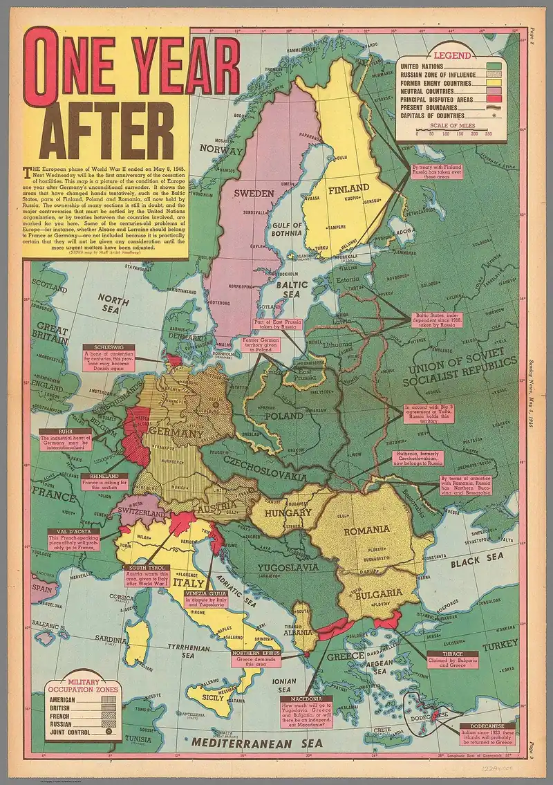 Территориальные итоги Второй мировой войны в Европе. 1946 год