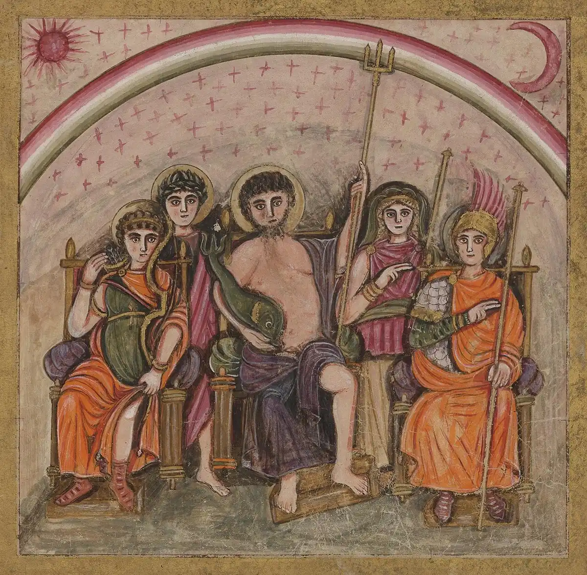 Совет богов. Миниатюра из рукописи Vergilius Romanus. V в. н. э