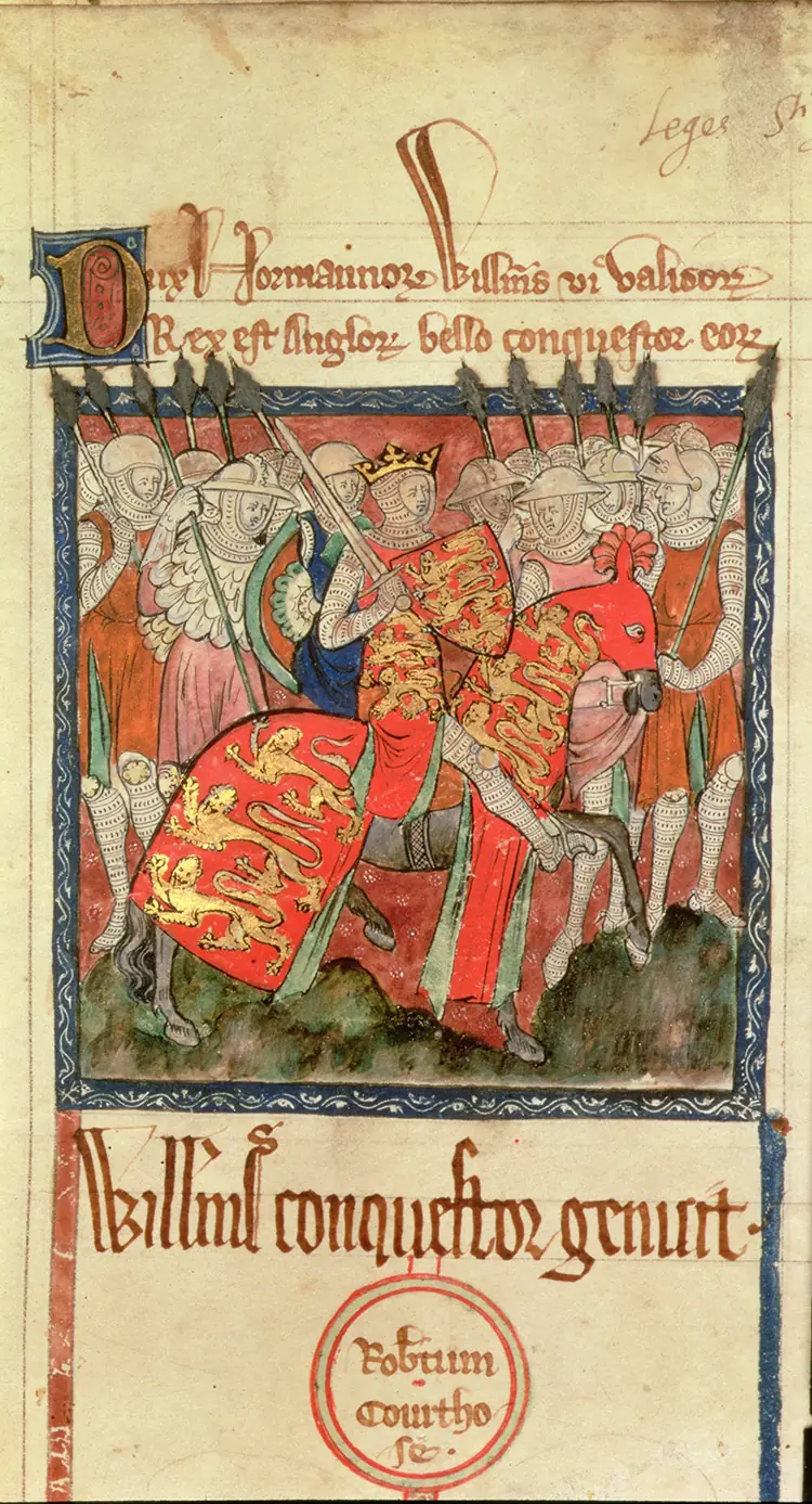 Вильгельм Завоеватель. Миниатюра рукописи «Liber Legum Antiquorum Regum», XIV в. Британская библиотека